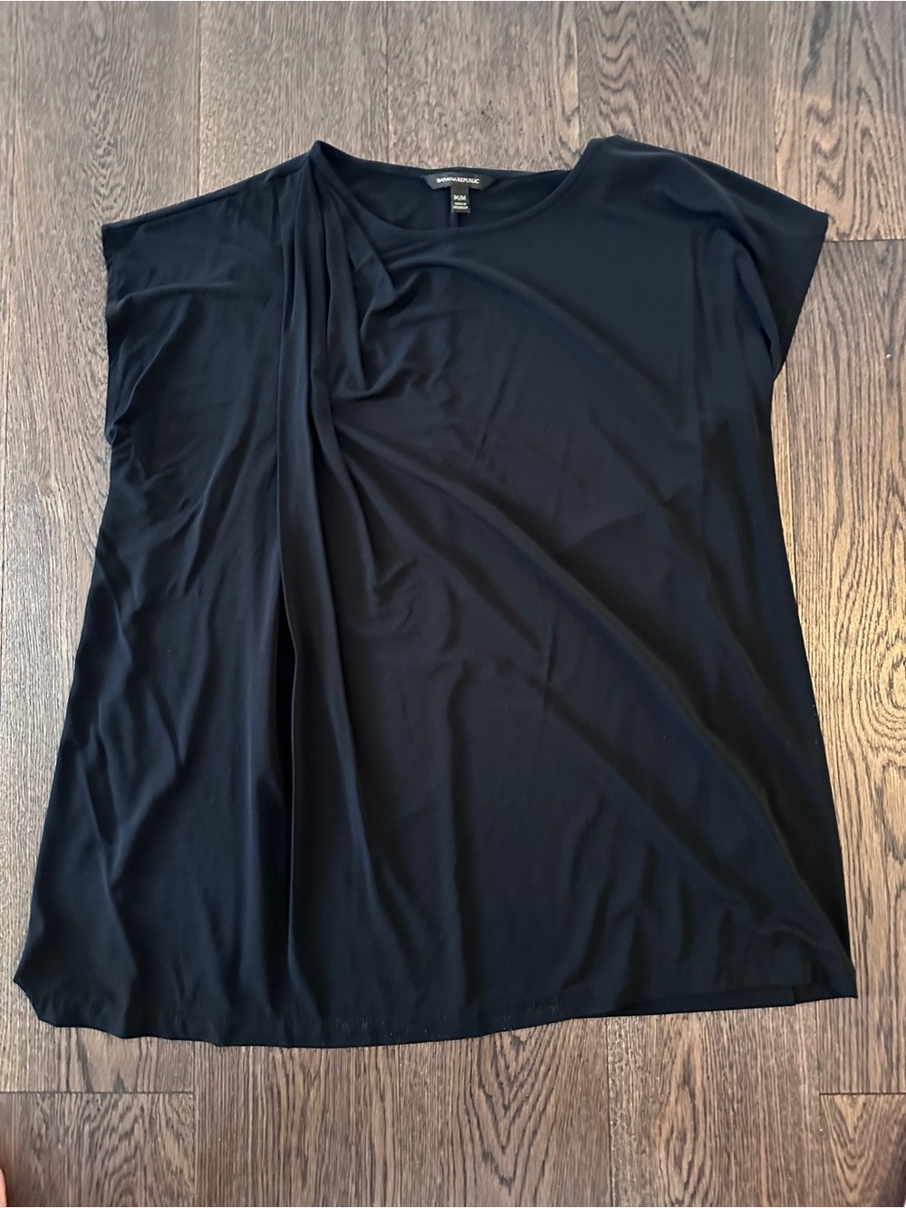 Banana Republic Black Draped Short-Sleeve Tunic